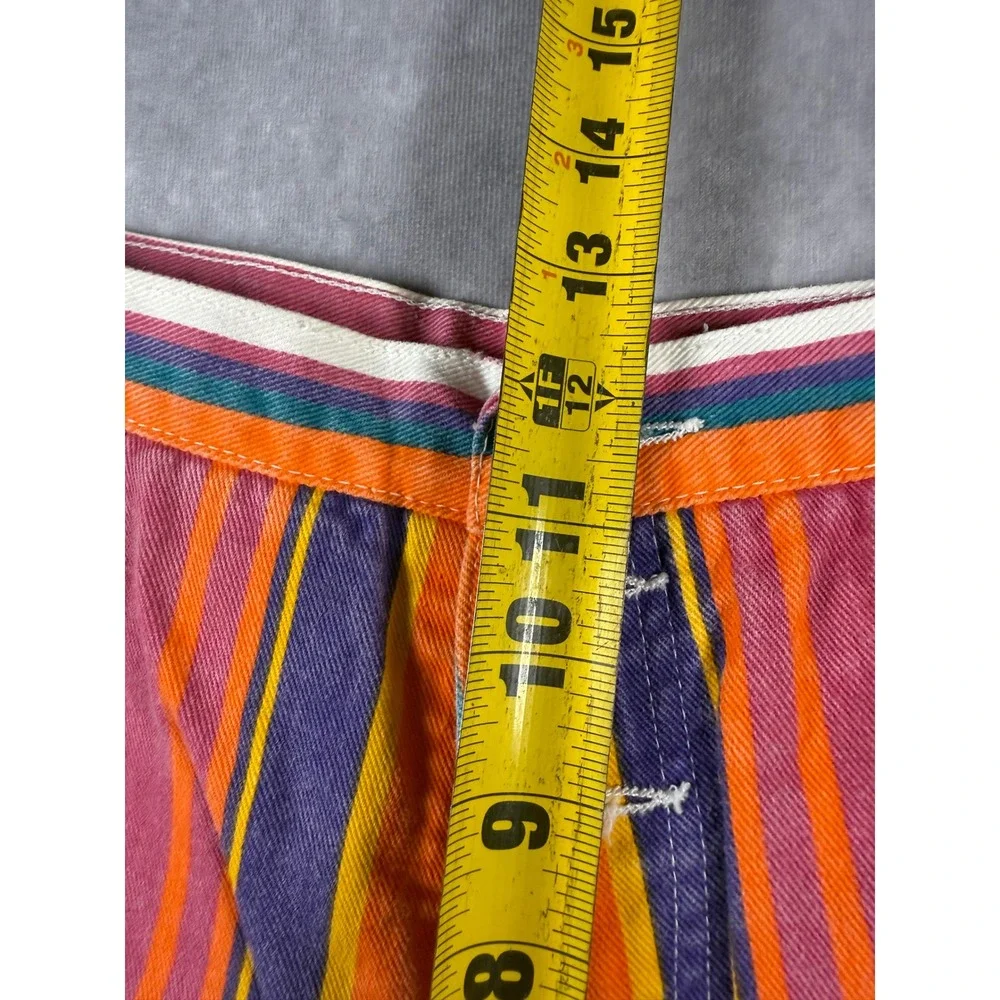 Vintage 80s 90s Fine Jeanswear Women's XL Rainbow Striped Bermuda Shorts USA